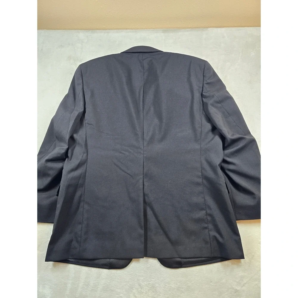JoS A Bank Tuxedo Suit Men 46R 2 Piece Pants 42x31 Black 100% Wool Peak Lapel